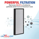 LifeSupplyUSA 2-in-1 True HEPA Air Cleaner Replacement Filter + Activated Carbon Charcoal Compatible with Rowenta XD6071 XD6076 Air Purifiers