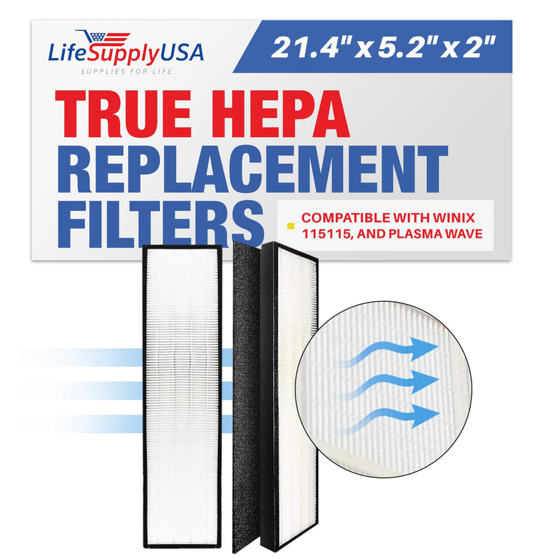 LifeSupplyUSA True HEPA Replacement Compatible with GermGuardian FLT5000/FLT5111 AC5000 Series Air Cleaners, Filter C (4-Pack)