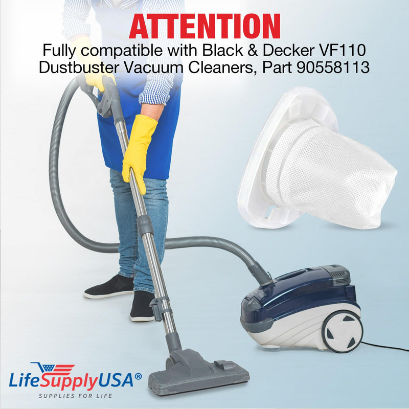 LifeSupplyUSA Vacuum Filter Replacement Cups Compatible with Black & Decker VF110 Dustbuster Vacuum Cleaners, Part 90558113 (4-Pack)