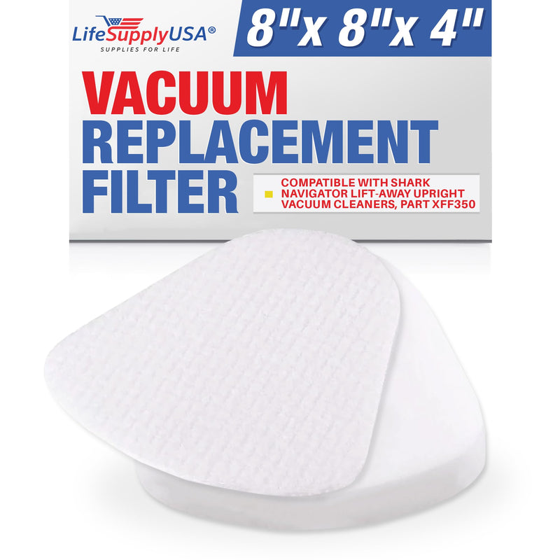 LifeSupplyUSA Vacuum Foam and Felt Filter Replacement Kit Compatible with Shark Navigator Lift-Away Upright Vacuum Cleaners, Part XFF350 (8-Pack)
