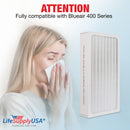LifeSupplyUSA True HEPA Filter Replacement Compatible with Blueair 400 Series 400PF 401 401PF 410B 402 403 410 450E 455 455EB Air Purifier