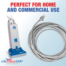 LifeSupplyUSA Heavy Duty 50ft Vacuum Power Cord, 18/3 SJT Cable, Compatible with Eureka & Sanitaire Models, 3-Prong Replacement Extension Cord for Professional Home Improvement (Gray)
