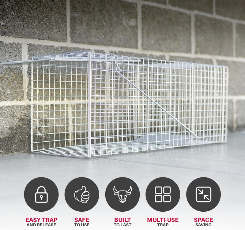 LifeSupplyUSA Heavy Duty Catch Release Medium Live Humane Animal Cage Trap for Rats, Squirrels, Chipmunks, Weasels and Other Similar Sized Animals 24x7x7