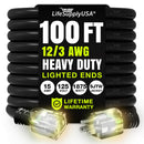 100ft Outdoor/Indoor Extension Cord 10/3 Gauge Ultra Heavy Duty 3 Prong SJTW, Waterproof, Flexible Cold-Resistant Long Power Cord,125 Amp 1875W, Black by LifeSupplyUSA