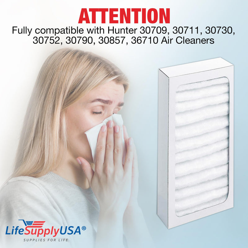 LifeSupplyUSA True HEPA Filter Replacement Compatible with Hunter 30963, 30709, 30711, 30730, 30752, 30790, 30857, 36710 Air Purifier