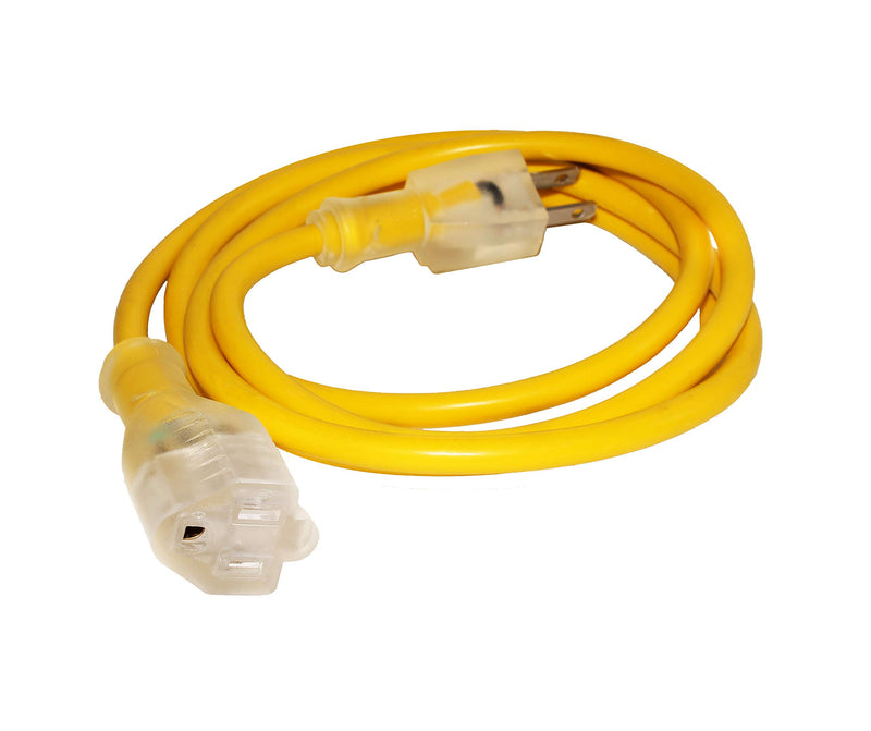 (2-Pack) 6 ft Power Extension Cord Outdoor & Indoor Heavy Duty 16 Gauge/3 Prong SJTW (Yellow) Lighted end Extra Durability 13 AMP 125 Volts 1625 Watts by LifeSupplyUSA