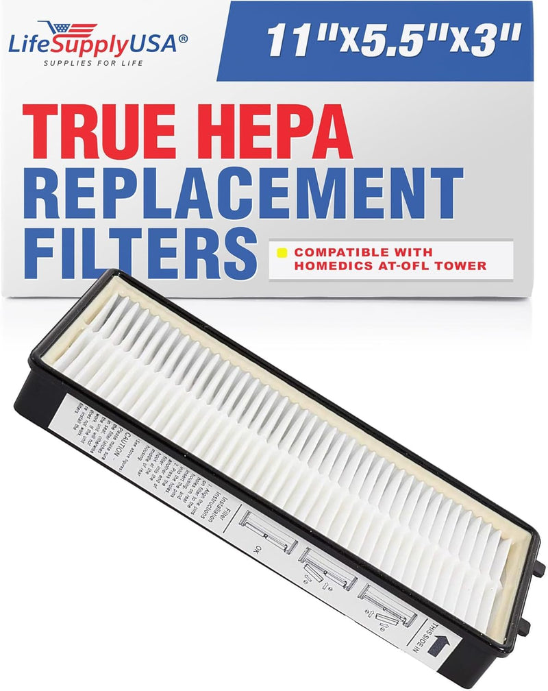 LifeSupplyUSA True HEPA Filter Replacement Compatible with HoMedics AT-OFL Tower Air Units AT-PET01, AT-PET02, AR-15, AR-25, AR-35, AR-45 Air Purifier (5-Pack)