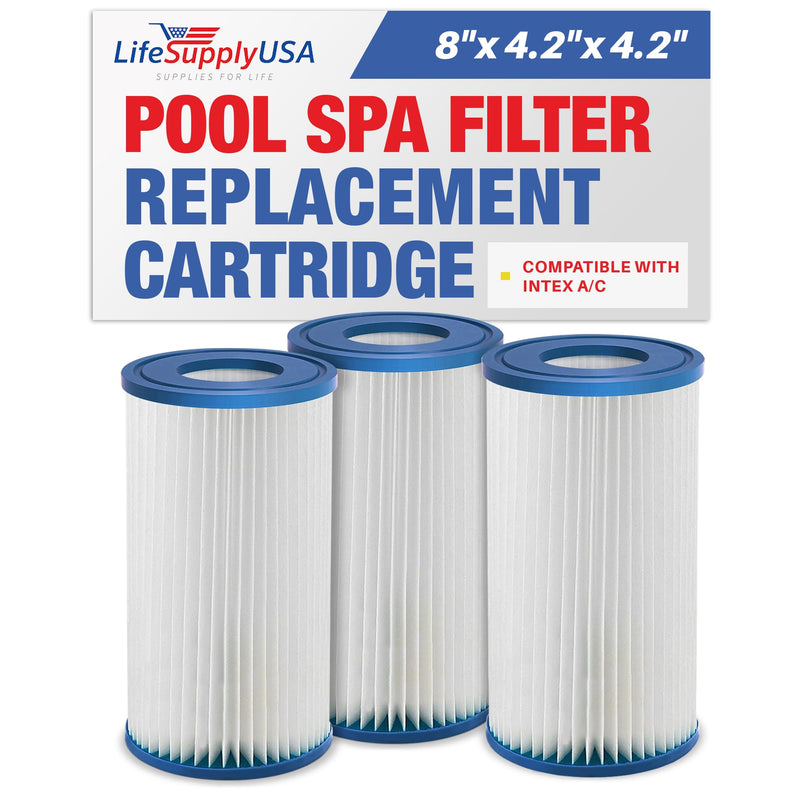 LifeSupplyUSA Pool Filter Cartridge Replacement for Type A/C 59900E for Above Ground Pools Spa Filter (3 Pack)