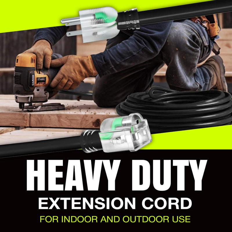 75ft Outdoor/Indoor Extension Cord 16/3 Gauge Heavy Duty 3 Prong SJTW, Waterproof, Flexible Cold-Resistant Long Power Cord,125 Amp 1250W, Black by LifeSupplyUSA (5-Pack)
