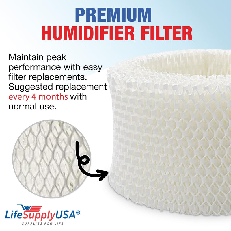 LifeSupplyUSA Humidifier Filter Replacement Compatible with Protec WF2 Extended Life Vicks WF2 Fits Vicks V3500N, V3100, V3900 Series, V3700, Sunbeam 1118 Series & Honeywell HCM-350 Series