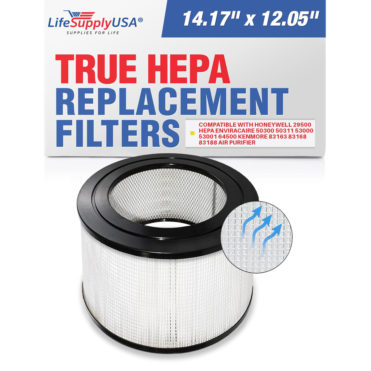 Filter fit Honeywell 29500 HEPA 2024 Enviracaire models: 50300, 50311, 53000