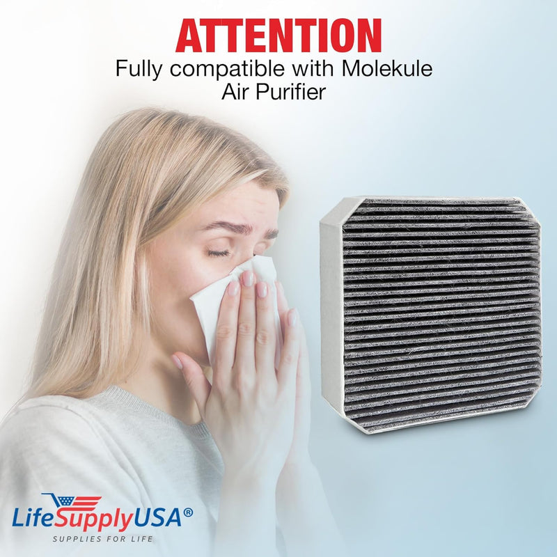 Replacement HEPA Pre-Filter Fits Molekule Air Purifier, High-efficiency Activated Carbon 2-in-1 Air Clean Dust VOCs (2-Pack)