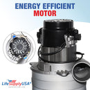 LifeSupplyUSA Central Vacuum 3 Stage Motor Replacement, 120V, 1200 Watt High Suction Tangential Bypass Discharge Blower Horn with Wires