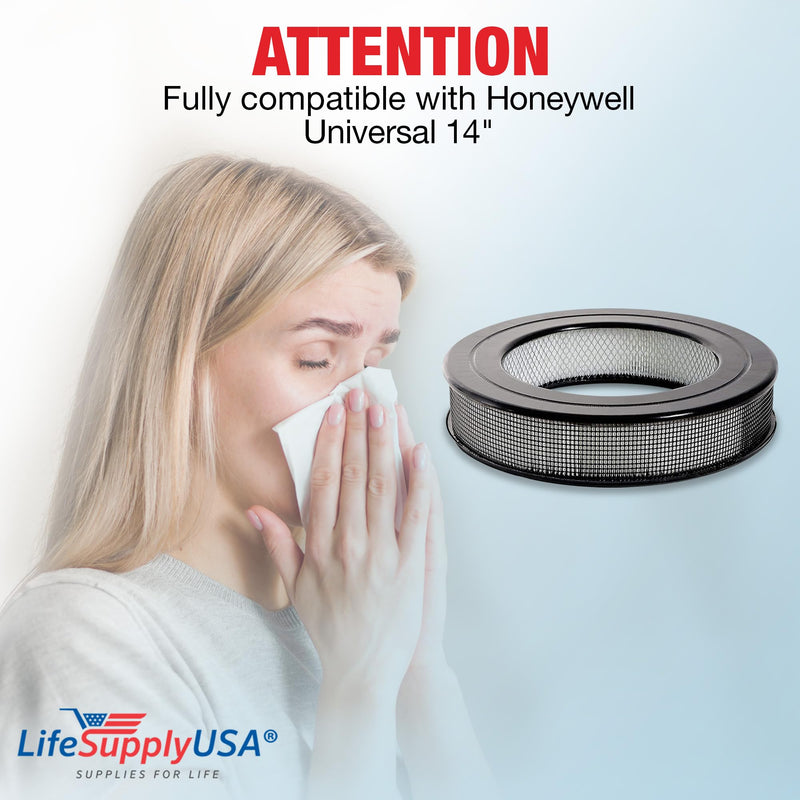 LifeSupplyUSA True HEPA Filter Replacement Compatible with Honeywell Universal 14" HRF-F1, Filter F Air Purifier (5-Pack)