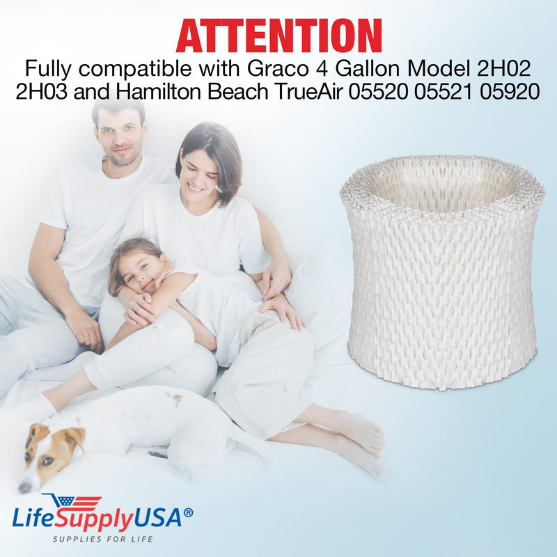 LifeSupplyUSA Humidifier Replacement Filter Compatible with Graco 4 Gallon Model 2H02 2H03 and Compatible with Hamilton Beach TrueAir 05520 05521 05920 (4-Pack)