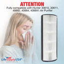 LifeSupplyUSA True HEPA Filter Replacement Compatible with Hunter 30610, 30611, 40882, 40884, 408841 Air Purifier