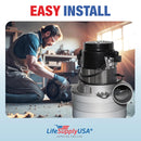 LifeSupplyUSA Central Vacuum 3 Stage Motor Replacement, 120V, 1200 Watt High Suction Tangential Bypass Discharge Blower Horn with Wires