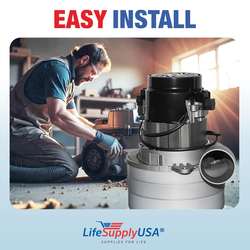 LifeSupplyUSA Central Vacuum 3 Stage Motor Replacement, 120V, 1200 Watt High Suction Tangential Bypass Discharge Blower Horn with Wires