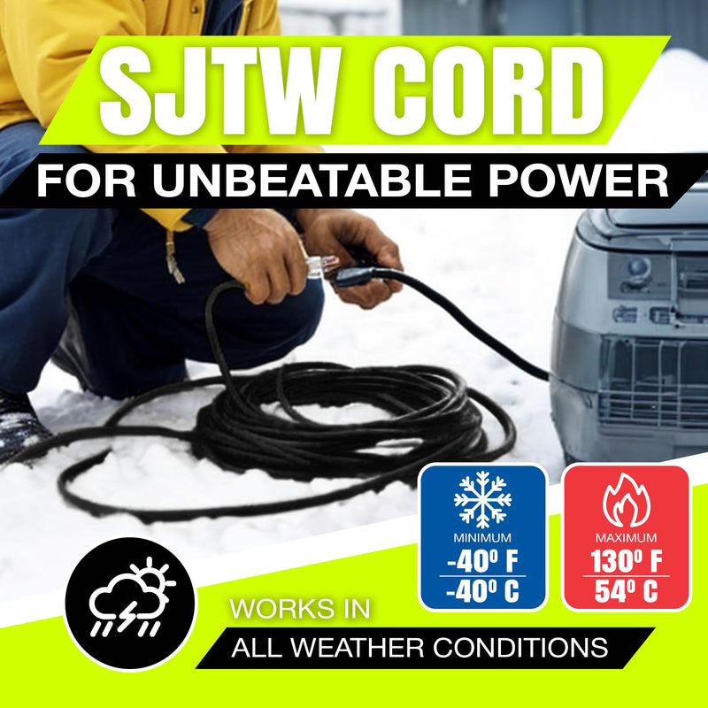 50ft Outdoor/Indoor Extension Cord 12/3 Gauge Extra Heavy Duty 3 Prong SJTW, Waterproof, ETL Listed, Flexible Cold-Resistant Long Power Cord,125 Amp 1875W, Black by LifeSupplyUSA (3-Pack)