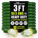 Power Extension Cord, Indoor Outdoor, Heavy Duty, 3 Prong SJTW, ETL, 10 Gauge