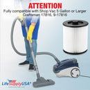 LifeSupplyUSA Wet/Dry Vacuum Filter Replacement Compatible with Shop Vac 5 Gallon or Larger Craftsman 17816, 9-17816