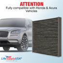 LifeSupplyUSA Replacement Premium Cabin Air Filter Replacement CP134 (CF10134) with Activated Carbon Washable/Reusable Compatible with Honda & Acura Vehicles