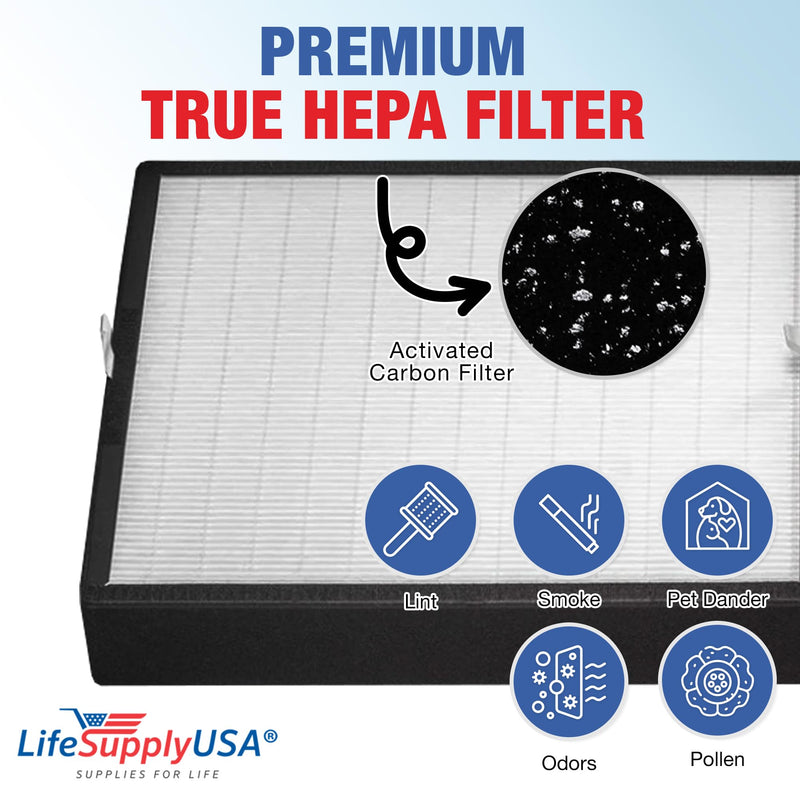 LifeSupplyUSA True HEPA Filter Replacement Compatible with Alen TF50-Carbon HEPA-Fresh Paralda Air Purifier (3-Pack)