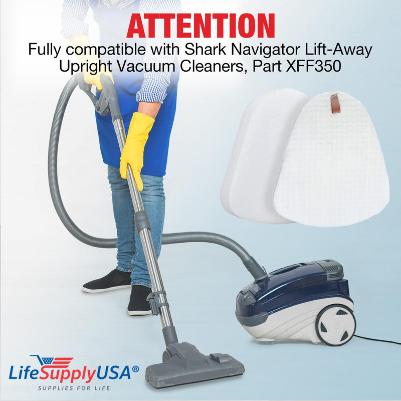 LifeSupplyUSA Vacuum Foam and Felt Filter Replacement Kit Compatible with Shark Navigator Lift-Away Upright Vacuum Cleaners, Part XFF350 (8-Pack)