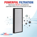 LifeSupplyUSA 2-in-1 True HEPA Air Cleaner Replacement Filter + Activated Carbon Charcoal Compatible with Rowenta XD6071 XD6076 Air Purifiers (5-Pack)