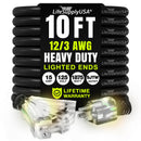 Outdoor/Indoor Extension Cord 3-Outlet Heavy Duty 3 Prong SJTW, Waterproof, Flexible Cold-Resistant Long Power Cord by LifeSupplyUSA