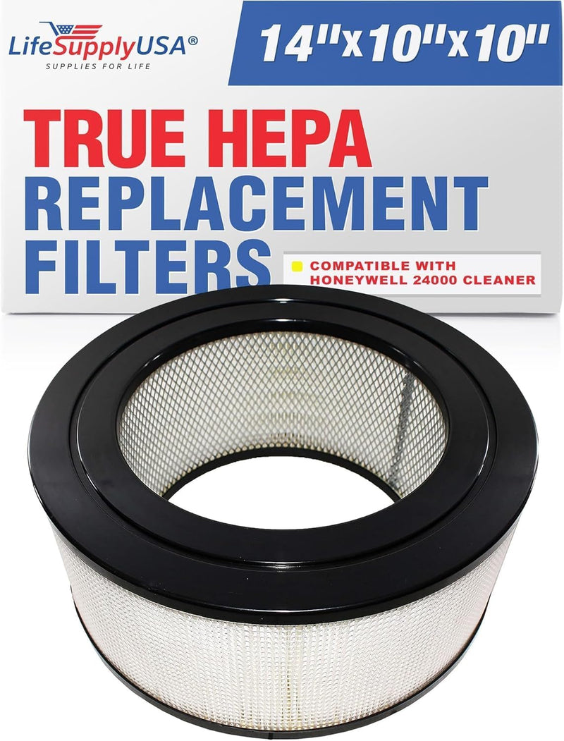 LifeSupplyUSA HEPA Filter Replacement Compatible with Honeywell 24000 Air Cleaner (2-Pack)
