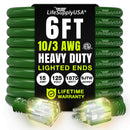 6ft Outdoor/Indoor Extension Cord 10/3 Gauge Ultra Heavy Duty 3 Prong SJTW, Waterproof, ETL Listed, Flexible Cold-Resistant Long Power Cord,125 Amp 1875W, Green by LifeSupplyUSA