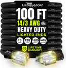 Power Extension Cord, Indoor Outdoor, Heavy Duty, 3 Prong SJTW, ETL, 14 Gague