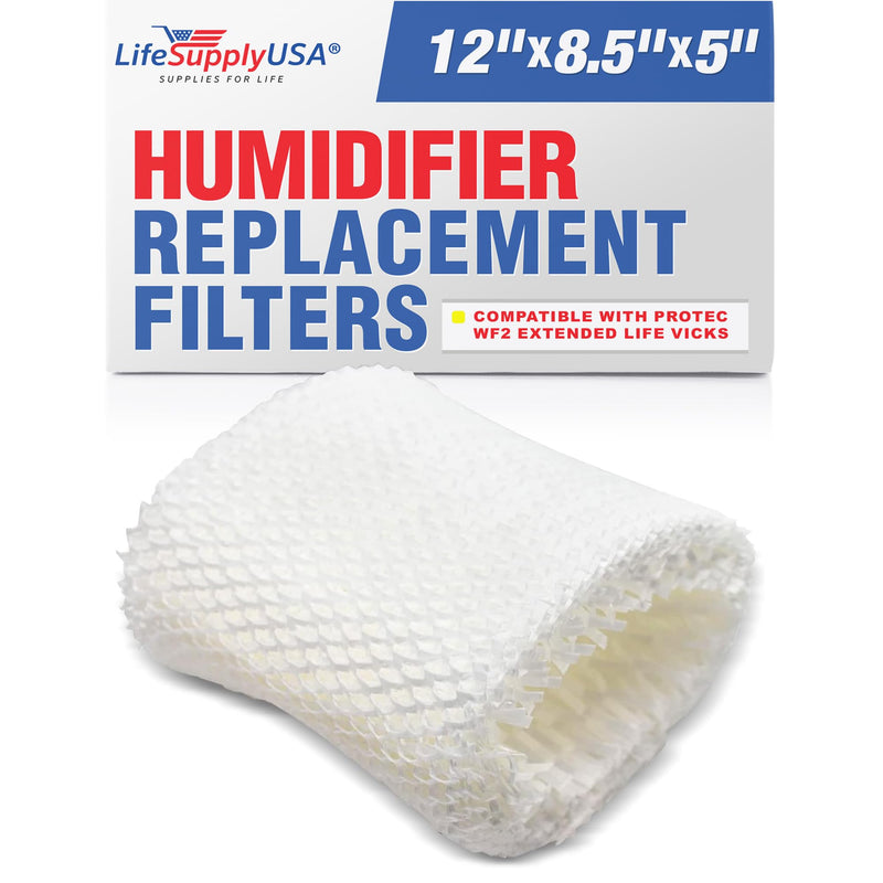 LifeSupplyUSA Humidifier Filter Compatible with Protec WF2 Extended Life Vicks WF2; Fits Vicks V3500N, V3100, V3900 Series, V3700, Sunbeam 1118 Series & Honeywell HCM-350 Series;