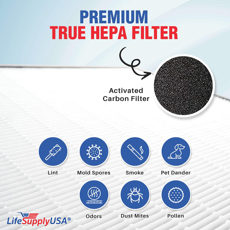 LifeSupplyUSA True HEPA Replacement Compatible with GermGuardian FLT5000/FLT5111 AC5000 Series Air Cleaners, Filter C (4-Pack)