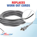 LifeSupplyUSA Heavy Duty 35ft Vacuum Power Cord 18/3 Compatible with all Upright Vacuum Cleaners including Aerus Electrolux, Bissell, Dirt Devil, Dyson, Eureka, Fuller, Oreck, Sanitaire, TriStar and more (Gray)