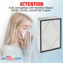 LifeSupplyUSA True HEPA Filter Replacement Compatible with Hamilton Beach 04162, 04163, and 04156 TrueAir High-Efficiency Air Purifier