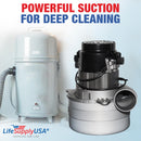 LifeSupplyUSA Central Vacuum 3 Stage Motor Replacement, 120V, 1200 Watt High Suction Tangential Bypass Discharge Blower Horn with Wires