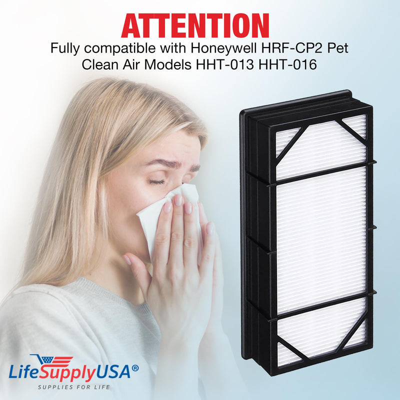 LifeSupplyUSA True HEPA Filter Replacement and 2 Odor Pre-Filters Compatible with Honeywell HRF-CP2 Pet Clean Air Models HHT-013 HHT-016