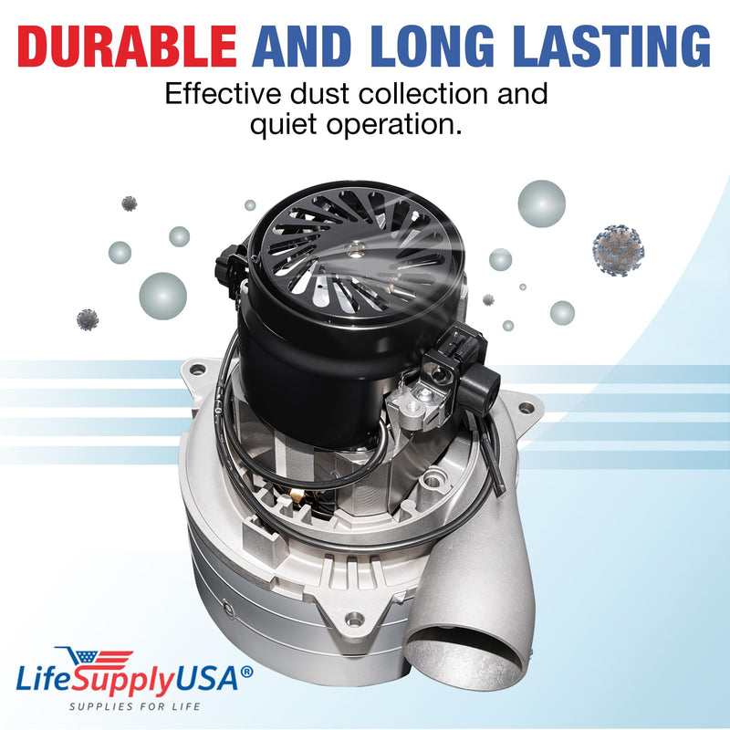 LifeSupplyUSA Central Vacuum 3 Stage Motor Replacement, 120V, 1200 Watt High Suction Tangential Bypass Discharge Blower Horn with Wires