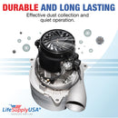 LifeSupplyUSA Central Vacuum 2 Stage Motor Replacement, 120V, 1200 Watt High Suction Tangential Bypass Discharge Blower Horn with Wires
