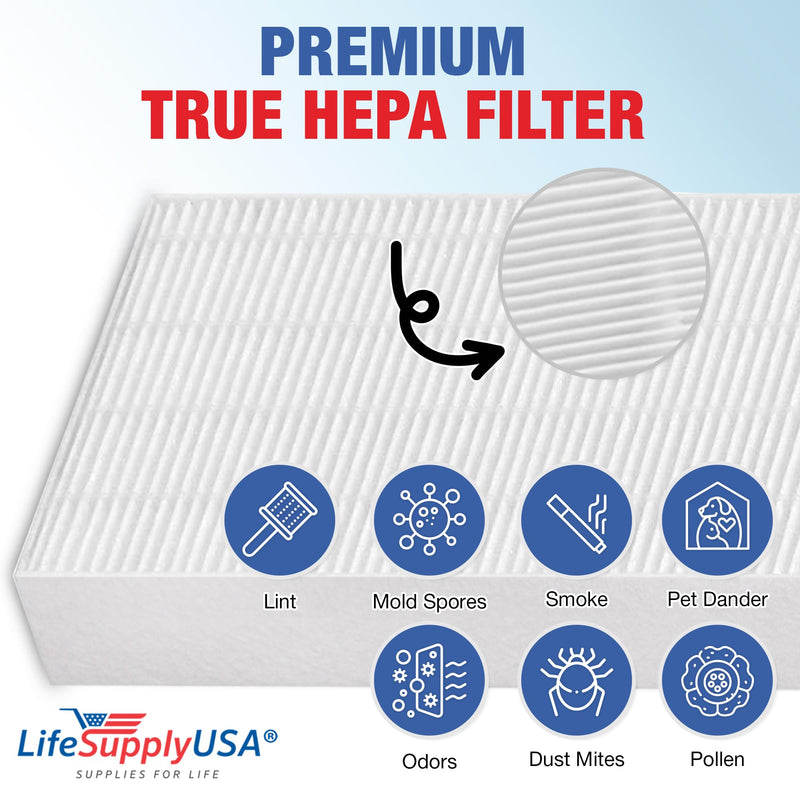 LifeSupplyUSA True HEPA Filter Replacement Compatible with Honeywell HPA090 HPA100 HPA200 HPA300 Air Purifier (2-Pack)