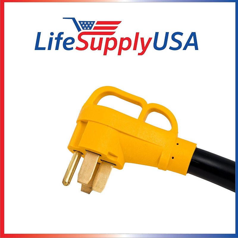 50ft RV Cord 50 AMP (14-50P/SS2-50R) with 4-Prong Male and Grip Handle and Female Twist-Lock Connector - 6/3 AWG + 8/1 AWG 125V STW ETL - by LifeSupplyUSA (5 Pack)