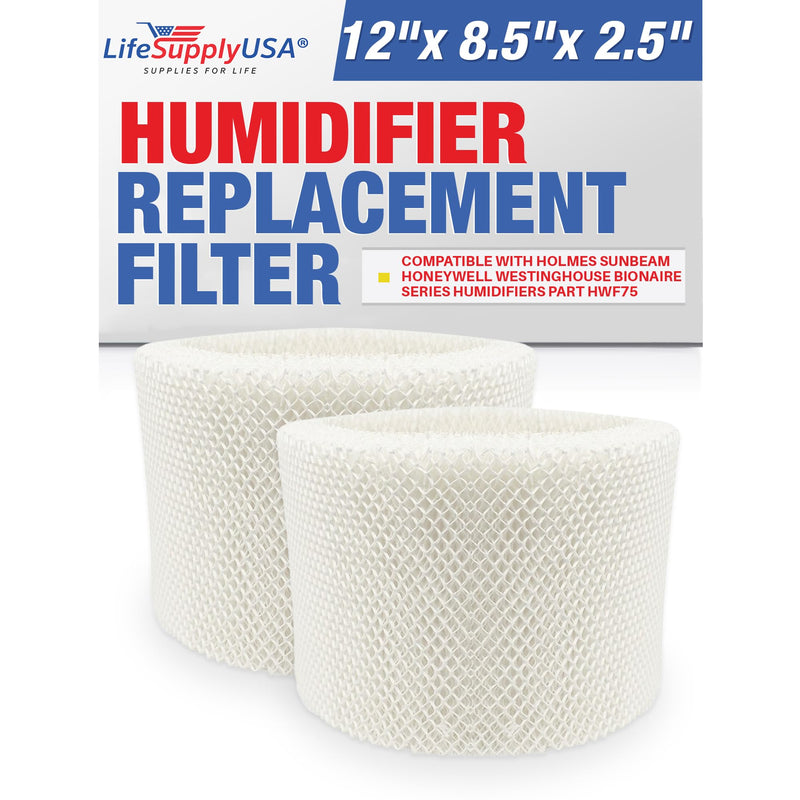 LifeSupplyUSA Humidifier Filter Replacement Wick Filter D Compatible with Holmes Sunbeam Honeywell Westinghouse Bionaire Series Humidifiers Part HWF75 (2-Pack)