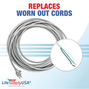 LifeSupplyUSA Heavy Duty 50ft Vacuum Power Cord, 18/3 SJT Cable, Compatible with Eureka & Sanitaire Models, 3-Prong Replacement Extension Cord for Professional Home Improvement (Gray)
