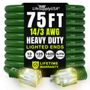 75ft Outdoor/Indoor Extension Cord 14/3 Gauge Heavy Duty 3 Prong SJTW, Waterproof, Flexible Cold-Resistant Long Power Cord,13A 125V 1625W, Green by LifeSupplyUSA