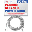 LifeSupplyUSA Heavy Duty 50ft Vacuum Power Cord, 18/3 SJT Cable, Compatible with Eureka & Sanitaire Models, 3-Prong Replacement Extension Cord for Professional Home Improvement (Gray)