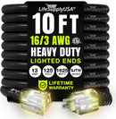 Power Extension Cord, Indoor Outdoor, Heavy Duty, 3 Prong SJTW, ETL, 16 Gauge