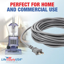 LifeSupplyUSA Heavy Duty 35ft Vacuum Power Cord 18/3 Compatible with all Upright Vacuum Cleaners including Aerus Electrolux, Bissell, Dirt Devil, Dyson, Eureka, Fuller, Oreck, Sanitaire, TriStar and more (Gray)