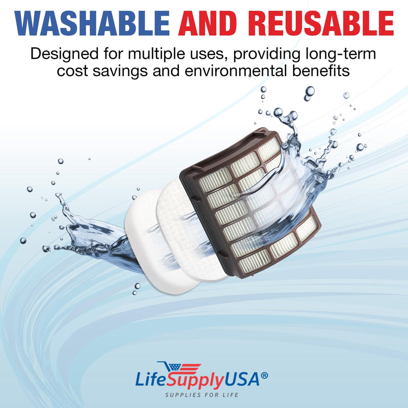 LifeSupplyUSA Vacuum Foam and Felt HEPA Filter Replacement Compatible with Shark Navigator Professional NV60 NV70 NV71 NV80 NV90 NV95 UV420 Vacuum Cleaners, Part XFF80 & XHF80